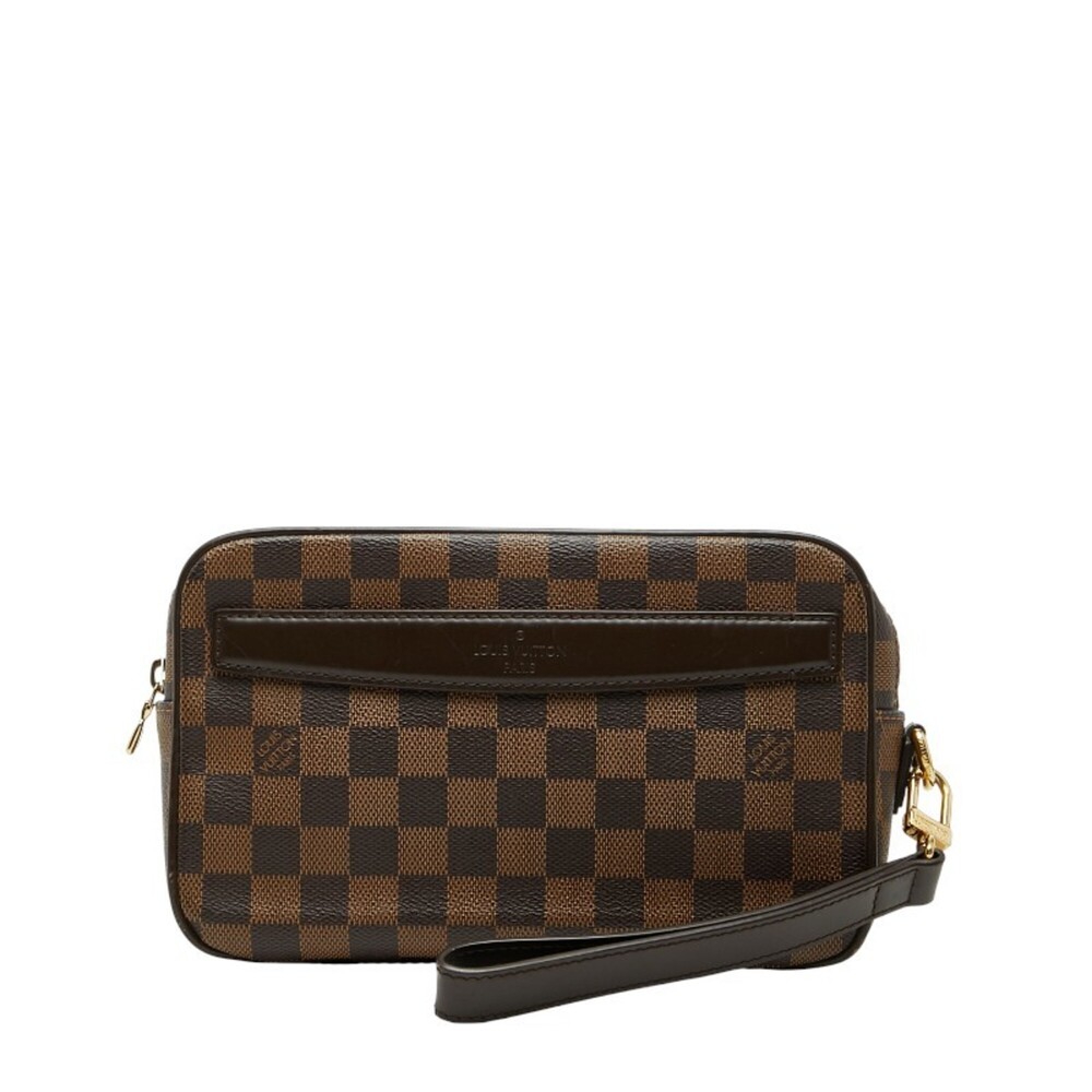 LOUIS VUITTON Authentic Brown Damier Leather Pochette Clutch Bag